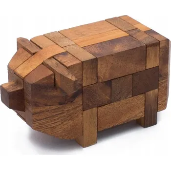 Hlavolam Prasátko - Dřevěná 3D hlavolamová hlavolam