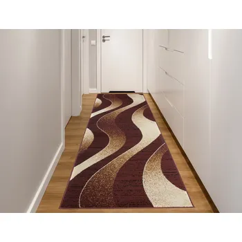 Koberec Moderní koberec Tap - vlnky 5 - hnědý Rozměr koberce: 70x250 cm
