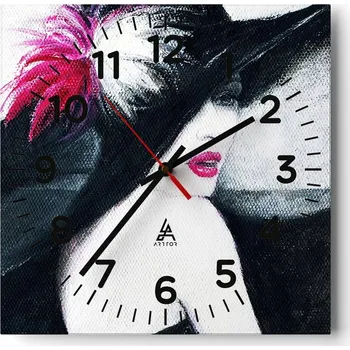 Hodiny Kuchyňské nástěnné hodiny 30x30 Žena Skleněné hodiny do obýváku Moderní Tiché