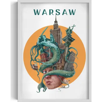 Obraz Obraz v rámu na zeď Varšava Siréna, PKiN, Sloup Zikmunda, Vzor 50x70 cm