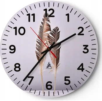 Hodiny Kuchyňské nástěnné hodiny 30x30 Ptačí Pírko Moderní skleněné hodiny Tiché