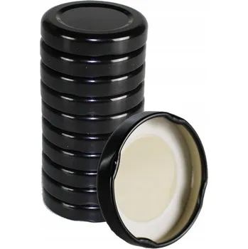 Obraz Šroubovací Víčka uzávěru víčka na sklenice lahví 10 kusů fi 43 černé