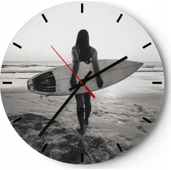 Hodiny Velké nástěnné hodiny na zeď 40x40 Žena Skleněné hodiny Kulatý Tiché