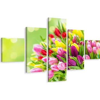 Obraz Vícedílný obraz KVĚTINY Kytice Tulipánů Příroda 3D 200x120