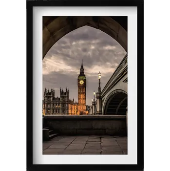 Obraz Ozdobný nástěnný obraz v černém rámu Pohled na Big Ben v Londýně 40x60 cm