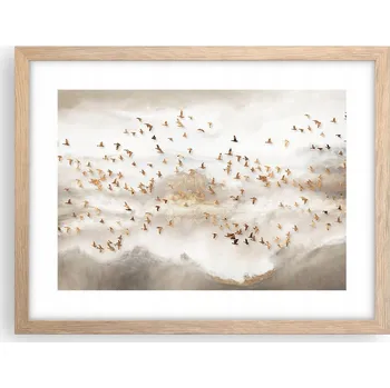 Obraz Obraz plakát v rámu světlý dub do obýváku 40x30 ptáci foto plakáty na zeď