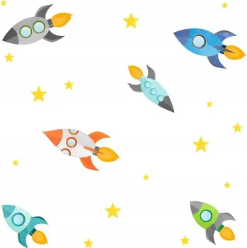 Samolepící dekorace NÁLEPKY NA ZEĎ RAKETY HVĚZDY VESMÍR