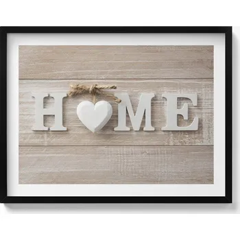 Obraz Dekorace - obraz v černém rámu na zeď do obýváku, kuchyně - Nápis Home 80x60 cm