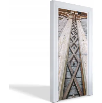 Fototapeta Samolepka s dekorativním potiskem na dveře Dřevěná architektura 85x205 cm