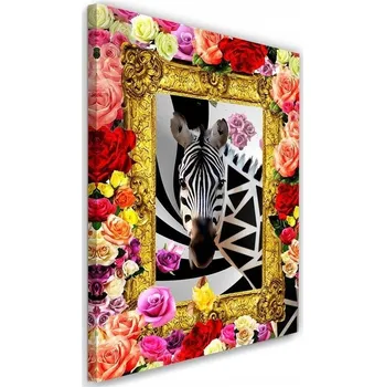 Obraz Obraz na plátně – Canvas, barevný portrét zebry