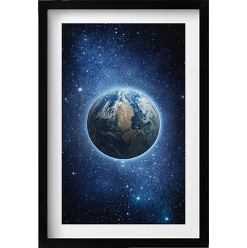 Obraz Obraz s černým rámem a grafikou na zeď Planeta Země ve vesmíru 40x60 cm