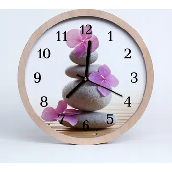 Hodiny Dřevěné nástěnné hodiny Tiché Spa s kameny Spa