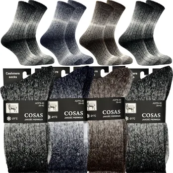 Pánské ponožky 4x Vlněné TEPLÉ pánské PONOŽKY ANGORA COSAS 39-42
