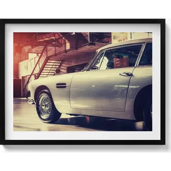 Obraz Dekorativní nástěnný obraz v černém rámu s grafikou Aston Martin DB5 80x60 cm