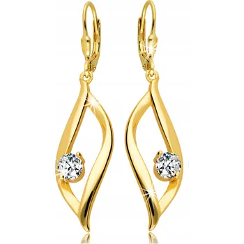 Náušnice Zlaté náušnice Dlouhé Visací Elegantní Dámské se Zirkony Stříbro 925
