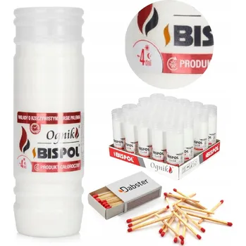 Svíčka Parafínové vložky do hřbitovních svíček BISPOL WP4 96H 24 ks + zápalky DABSTER_ PL 38 ks