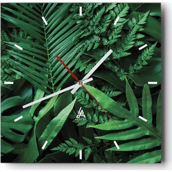 Hodiny Velké nástěnné hodiny na zeď 40x40 Exotika Skleněné hodiny Čtvercové Tiché