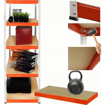 Dílenský regál Dílenský regál kovový stojan HELIOS 196x60x60cm 5 polic x 175kg