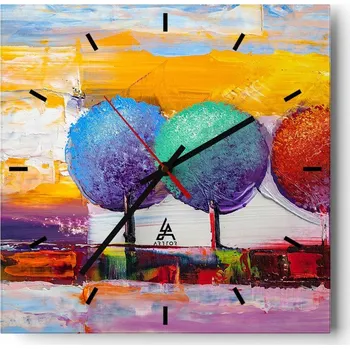 Hodiny Velké nástěnné hodiny 40x40 Krajina Skleněné hodiny Tiché