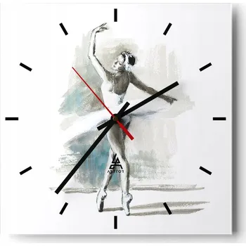 Hodiny Velké nástěnné hodiny 40x40 Baletka Skleněné hodiny Tiché