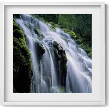 Obraz Obraz v bílém rámu nástěnná dekorace Velký vodopád v džungli 50x50 cm