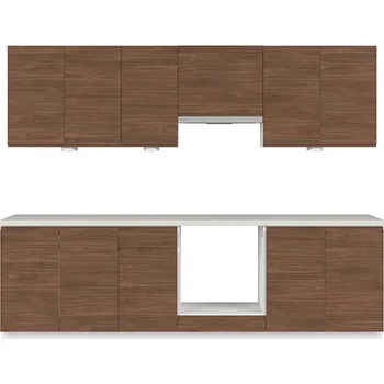 Kuchyňská linka BRW Kuchyň SOLE 260 s vybavením, bílá alpská/ořech lincoln