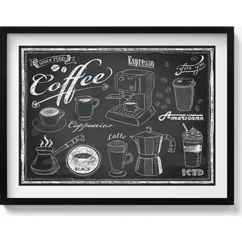 Obraz Nástěnný obraz v černém rámu, dekorace interiéru - Kávovary 80x60 cm