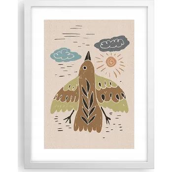 Obraz Obraz plakát v bílém rámu do obýváku 30x40 pták foto plakáty na zeď