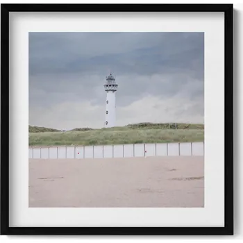 Obraz Nástěnný obraz v rámu s grafikou Osamělý maják na pláži 50x50 cm