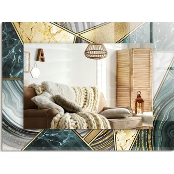 Zrcadlo Stylové Zrcadlo na Zeď Obdélníkové 80x60 cm Abstraktní geometrické