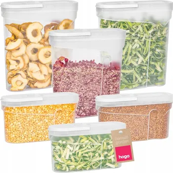 Dóza na potraviny KUCHYŇSKÁ NÁDOBA NA SYPKÉ POTRAVINY MOUKU CUKR RÝŽI DÁVKOVAČ 1,3L 2,4L 6X