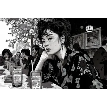 Plakát Plakát Černé Kimono bez rámu 91,5 x 61 cm