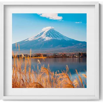 Obraz Elegantní obraz v bílém rámu Krajina hora Fudži Japonsko 50x50 cm