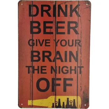 Obraz Ozdobná plechová cedule Vintage Retro Brain Off