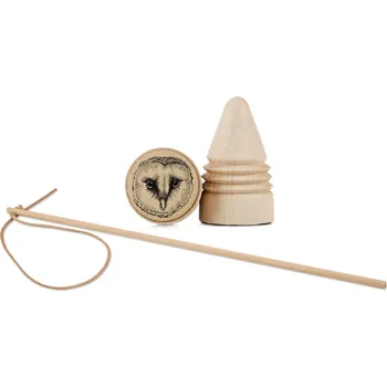 Dřevěná hračka Lesní svět Dřevěná káča RETRO s bičíkem - Sova pálená pérovka