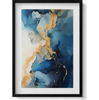 Obraz Dekorativní nástěnný obraz v černém rámu s grafikou Tekutá abstrakce 50x70 cm