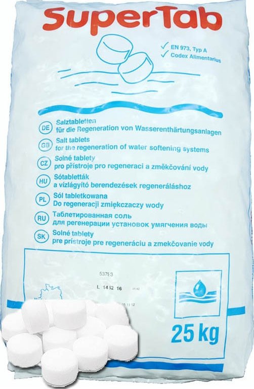 Tabletová sůl regenerační pro úpravny vody Supertab 25 Kg