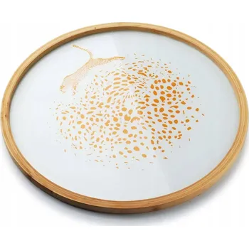 Kulatý tác 38x2 cm Leopard Gold SKLO