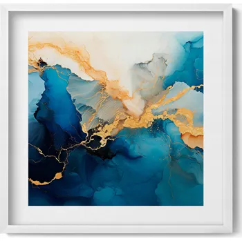 Obraz Dekorativní nástěnný obraz v bílém rámu s grafikou Tekutá abstrakce 50x50 cm