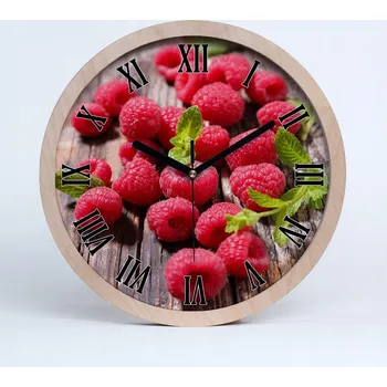 Hodiny Dřevěné nástěnné hodiny římské maliny fi 30 cm