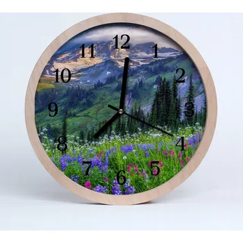 Hodiny Stylové nástěnné hodiny do loftu Louka hora Krajina