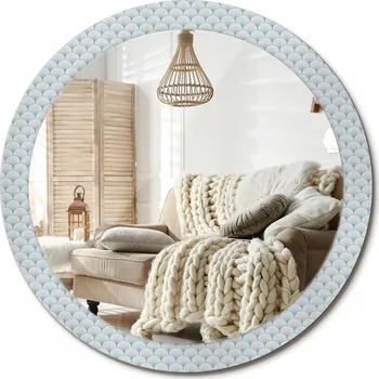 Zrcadlo Ozdobné zrcadlo s potiskem v moderním Retro stylu, vintage vzor, průměr 90 cm