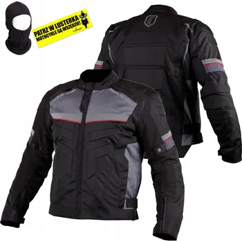 Moto bunda Motocyklová bunda HUSAR HORNET pánská textilní černo-šedo-červená