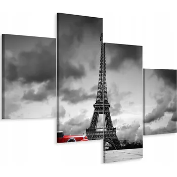 Obraz Obraz TETRAPTYCH Červené Auto Francie 3D 120x75