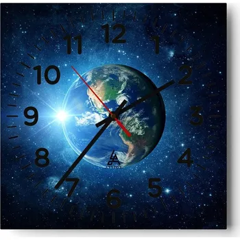 Hodiny Kuchyňské nástěnné hodiny 30x30 Kosmos Skleněné hodiny do obýváku Moderní Tiché