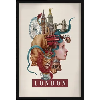Obraz Závěsný obraz rámeček Vintage retro styl Londýn Big Ben Tower Bridge 40x60 cm