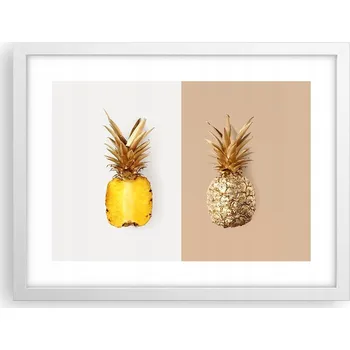 Obraz Obraz plakát v bílém rámu do obýváku 40x30 ananas foto plakáty na zeď