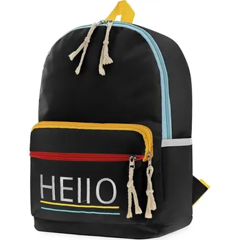 Školní batoh jednokomorový s potiskem World-Style, černý, vícebarevný