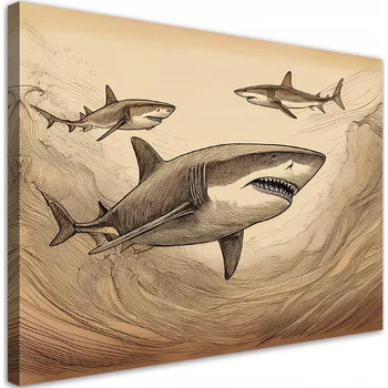 Obraz OBRAZ NA ZEĎ DO OBÝVÁKU ŽRALOCI ZVÍŘATA VINTAGE 90x60