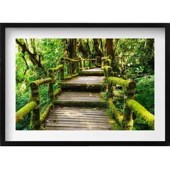 Obraz Obraz na zeď v černém rámu Dřevěný chodník - agroturistika 70x50 cm